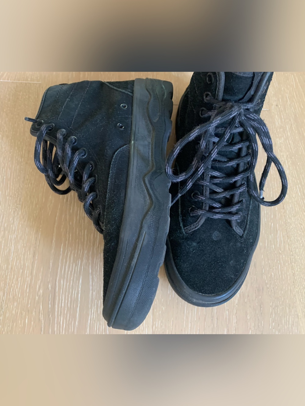 Vans unisex Black Suede High-Top Sneakers with Lace-Up